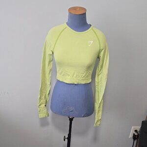 Gymshark Fitted Raglan Crop Top in Yellow and Green